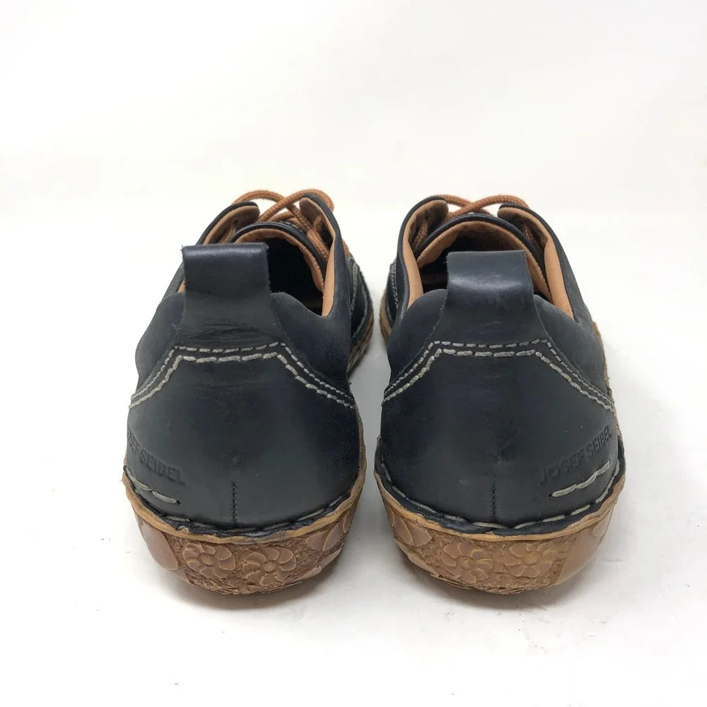Josef Seibel Womens 39 Oxford Rosalie 50 Black Leather Stitch Lace Up Comfort
